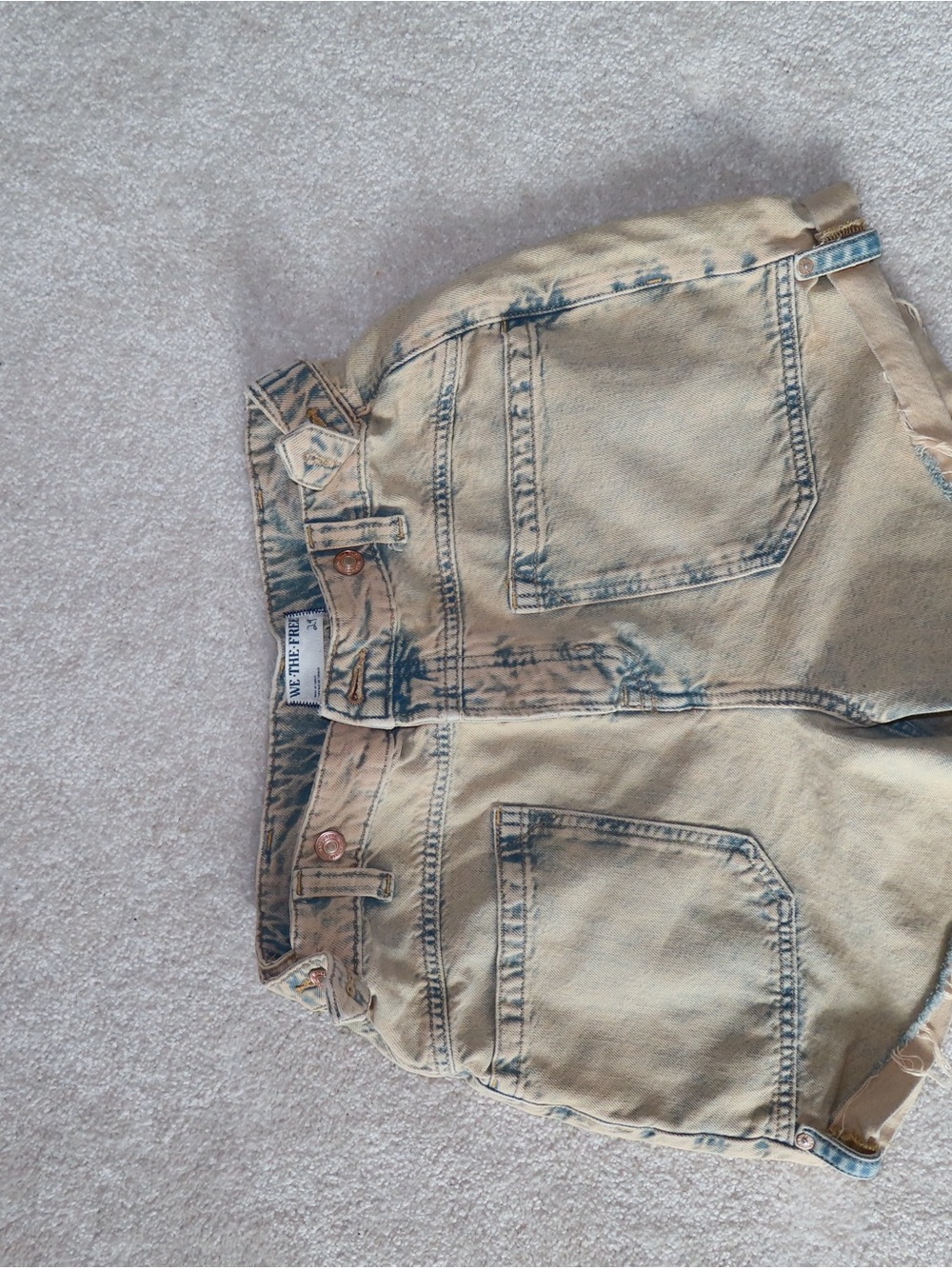 We The Free Tan Denim High-Rise Shorts with Blue Wash